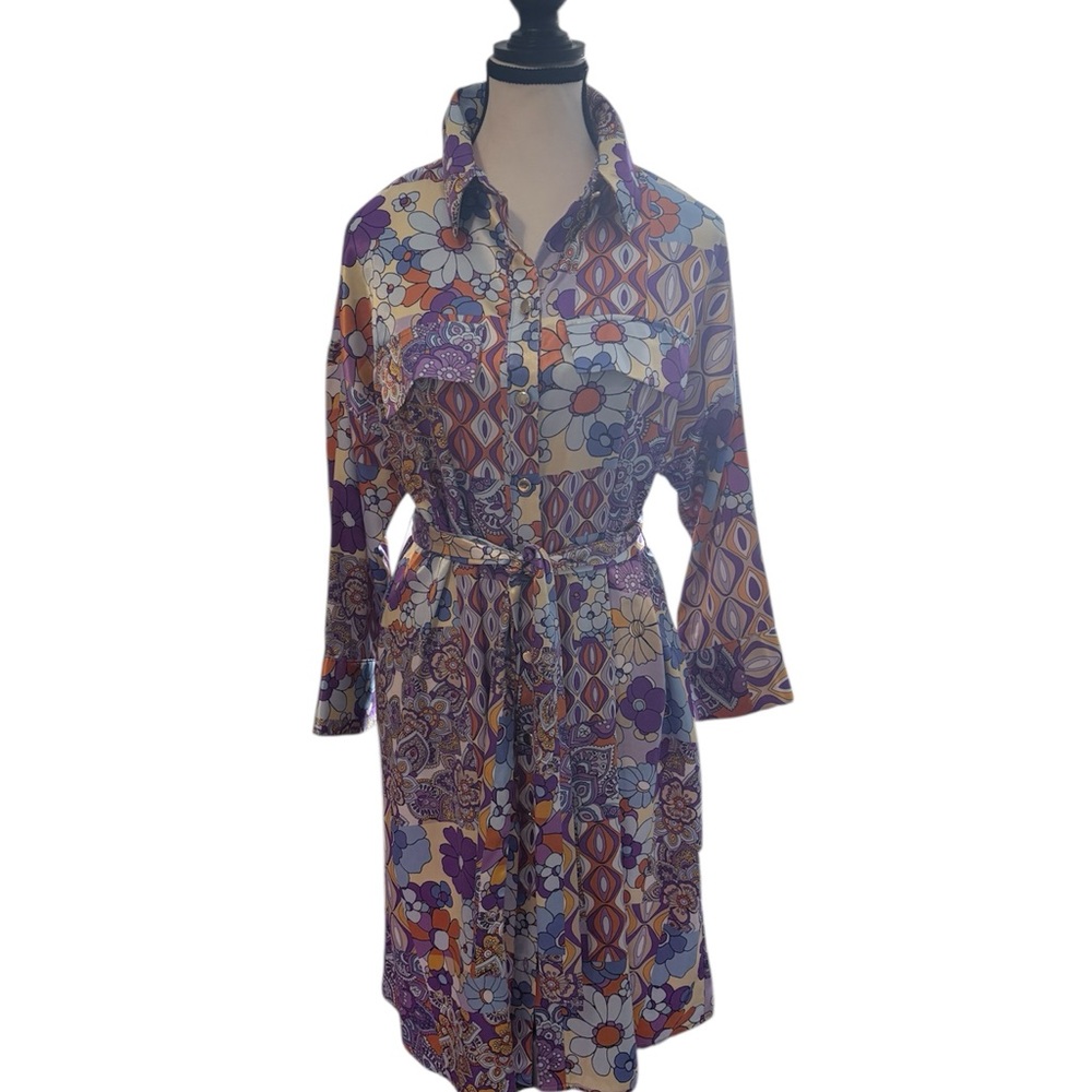 Emma & Michele Purple and Orange Floral Dress